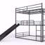 Lit mezzanine double en métal avec glissade et échelle, cadre de lit