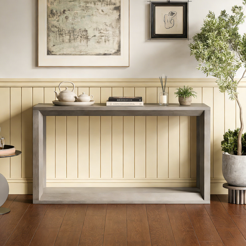 Console rectangulaire en placage de bois massif de 60 pouces avec beaucoup de rangement et une construction robuste pour l'entrée ou le salon