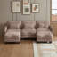 Canapé d'angle en chenille en forme de U avec 2 poufs amovibles et coussins lombaires-2081700899
