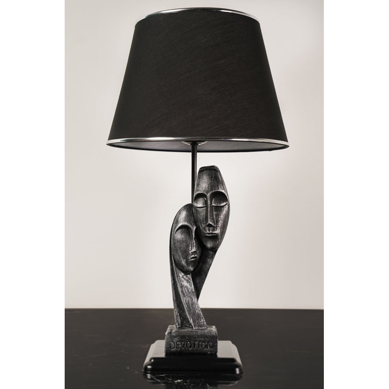 Lampe de table en métal, Argent / noir, Noir