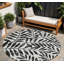 Tapis rond noir et ivoire 8 po