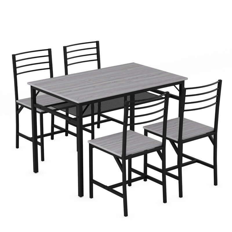 Ensemble de salle à manger 4 pièces avec 4 chaises, table de salle à manger rectangulaire à quatre pieds avec rangement pour 4 personnes