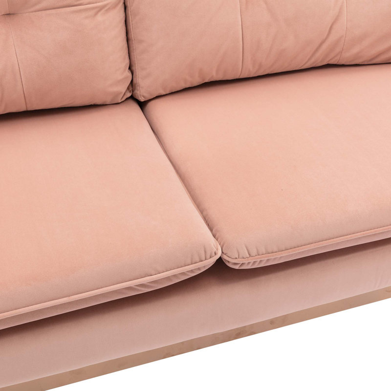 Canapé d'appoint, canapé avec pieds en acier inoxydable, Velours rose
