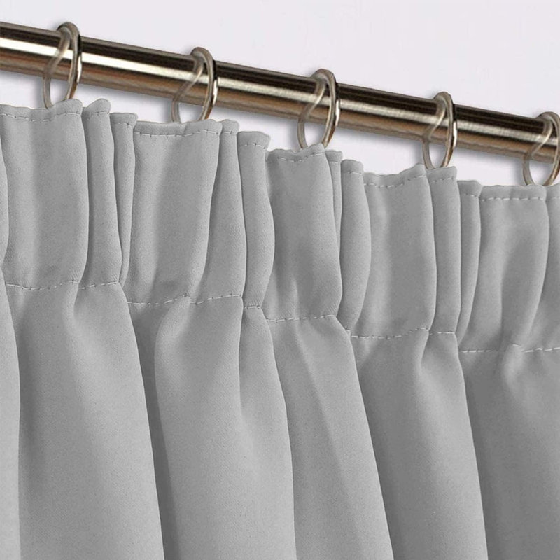 Premium Pencil Pleat Blackout Curtains 100% Light Blocking Thermal Window Drapes, Light Grey, 228cm Width x 183cm Drop