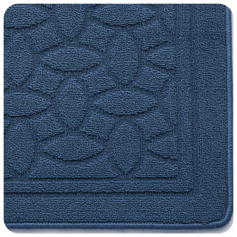 Floral Water Resistant Non-Skid Kitchen Mat, Rectangle 2' x 3'3", Blue
