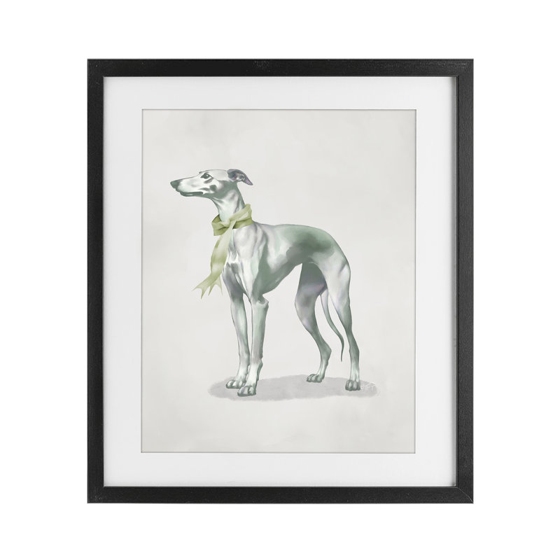«Graceful Dog & Ribbon», reproduction encadrée sous verre, conception par Elizabeth Medley, H 21 po x l 17 po