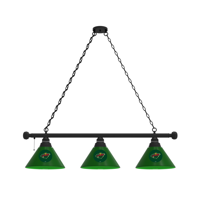 3 - Light Pool Table Lights Pendant, Black, Minnesota Wild