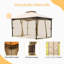 Pavillon de jardin d'extérieur 10 pi x 13 pi avec structure en métal, filet, kaki pour toit double, protégé, imperméable, tente de filet kaki