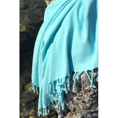 Luxueuse serviette de plage 100% coton Fouta, 35,4 po x 68,9 po | Hautement absorbant, doux et léger (8 oz) | Lavable à la machine, couleur menthe | Parfait pour la plage, la piscine, le spa et la détente