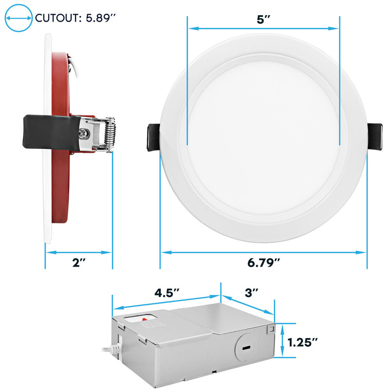 Ensemble d'éclairage encastré à DEL de 6 po à température de couleur réglable réglable Luxrite