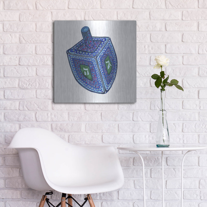 Art mural en métal «Dreidl Blue» par Andrea Strongwater, H 24 po x l 24 po x P 0,13 po