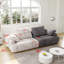 Canapé moderne, deux places, rembourré, beige et tissu en suède gris