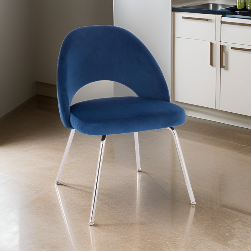 Chaise parsons en velours Yori, Bleu