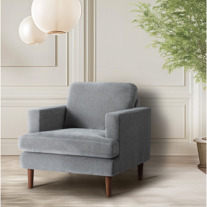 Fauteuil Laguna, Velours performance gris clair