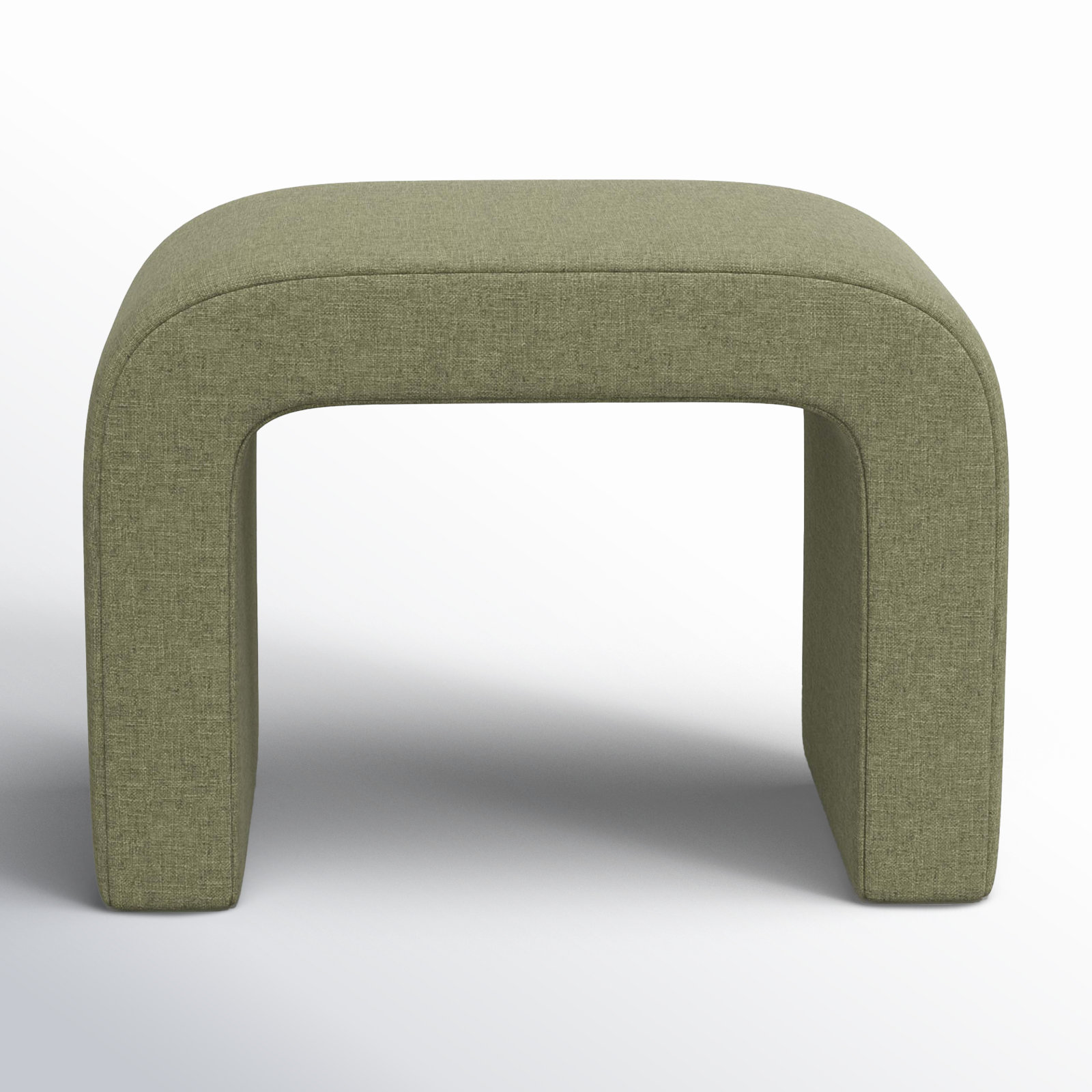 Barley 28" Ottoman, Zuma Laurel Textured Linen