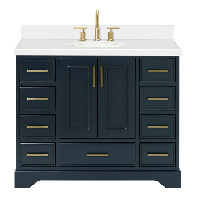 Meuble-lavabo simple avec plateau Abshire 43, Bleu minuit