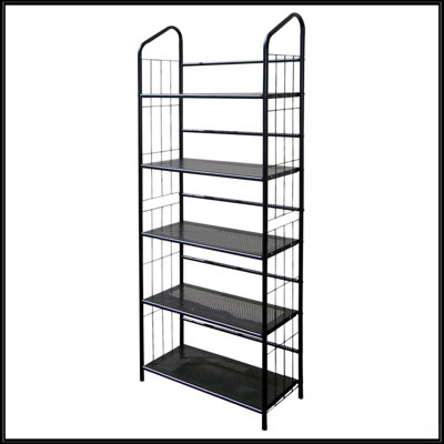 64" Tall 5-Tier Black Metal Bookcase / Book Shelf