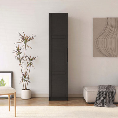 Stackable Wall-Mounted Storage Cabinet with Adjustable Shelves – Black (15.75" D x 15.75" W x 70.87" H)