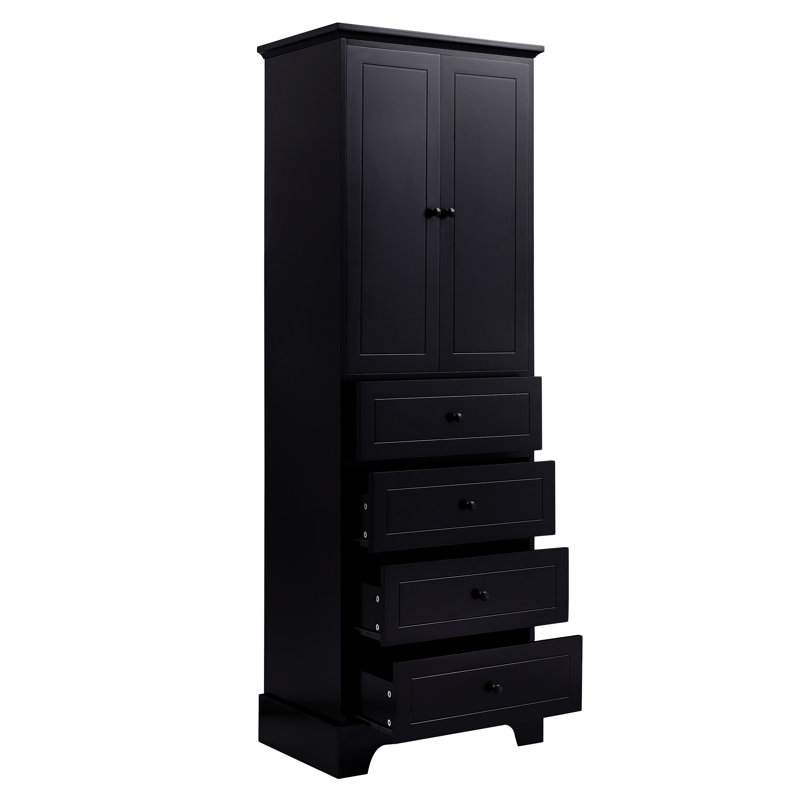 Storage Cabinet with 2 Doors and 4 Drawers for Bathroom, Office, Adjustable Shelf, MDF Board with Painted Finish,Bathroom Cabinet