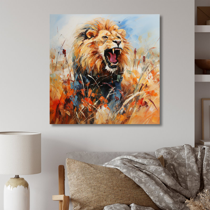 Lion, portrait sauvage Serenade 3 - décoration murale animal lion, Toile tendue, H 36 po x l 36 po x P 1,5 po