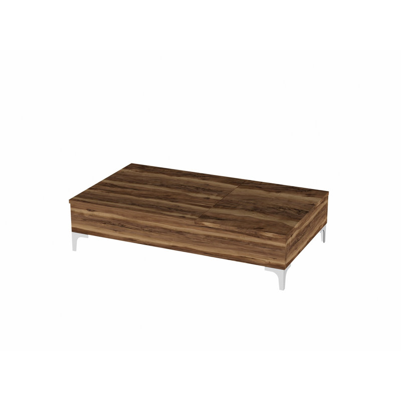 Table basse à 4 pieds avec rangement Hefni, Noyer