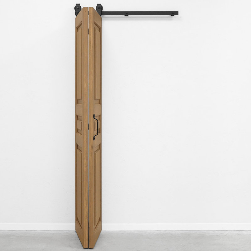 Single Bi-Folding System Solid Oak Barn Door UMBRIA, Cashmere