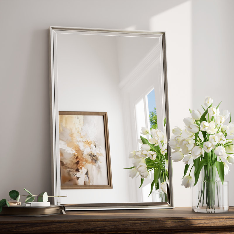 Miroir de salle de bain Areiona, 16 po x 24 po, Nickel brossé