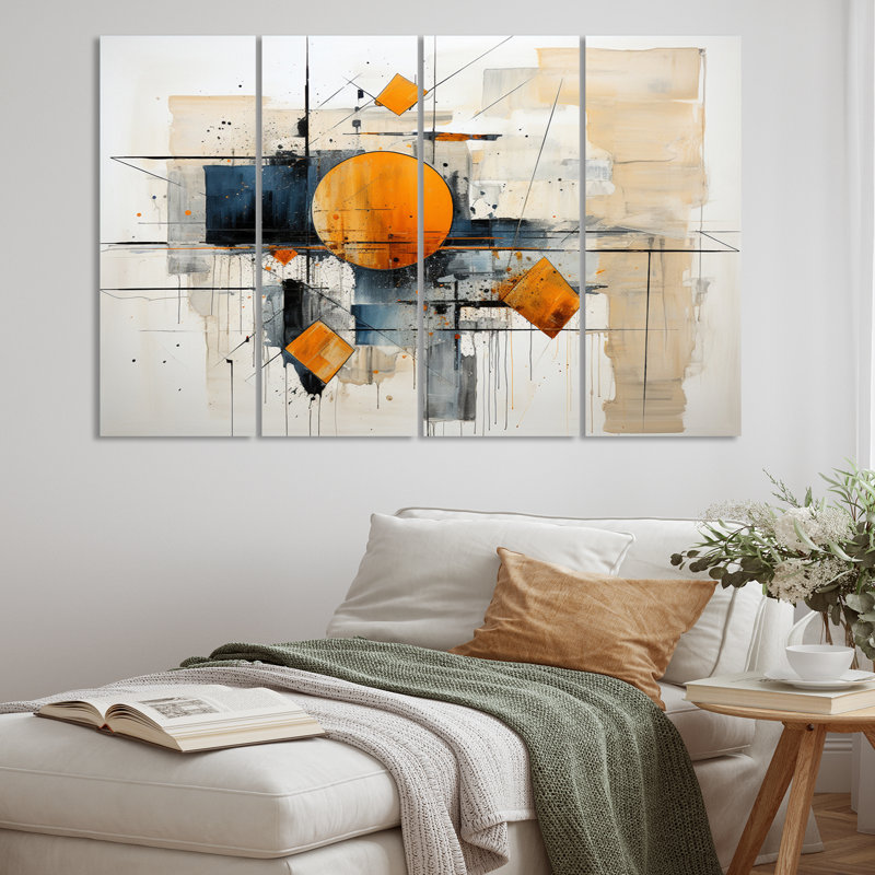 «Geometric Abstraction I», reproduction d'art abstraite, 4 panneaux, Toile tendue