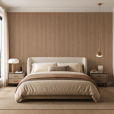 Wood Slat Peel and Stick Removable Wallpaper