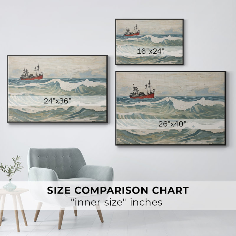 Impression nautique rétro-VI, H 27 po x l 41 po x P 2 po, Toile avec cadre flottant noir