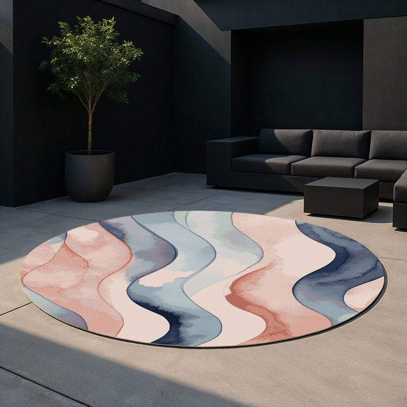 Azure Serenity Indoor And Outdoor Area Rug, Round 5'