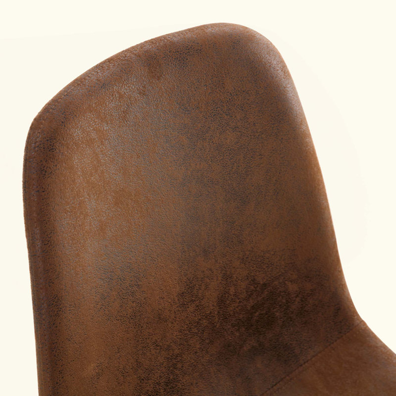Ensemble de table et de chaises. Plateforme de levage moderne et multifonctionnelle, plateau en panneau de fibres à densité moyenne avec adhésif en bois, pieds en métal. Jumelé à 4 chaises en tissu brun