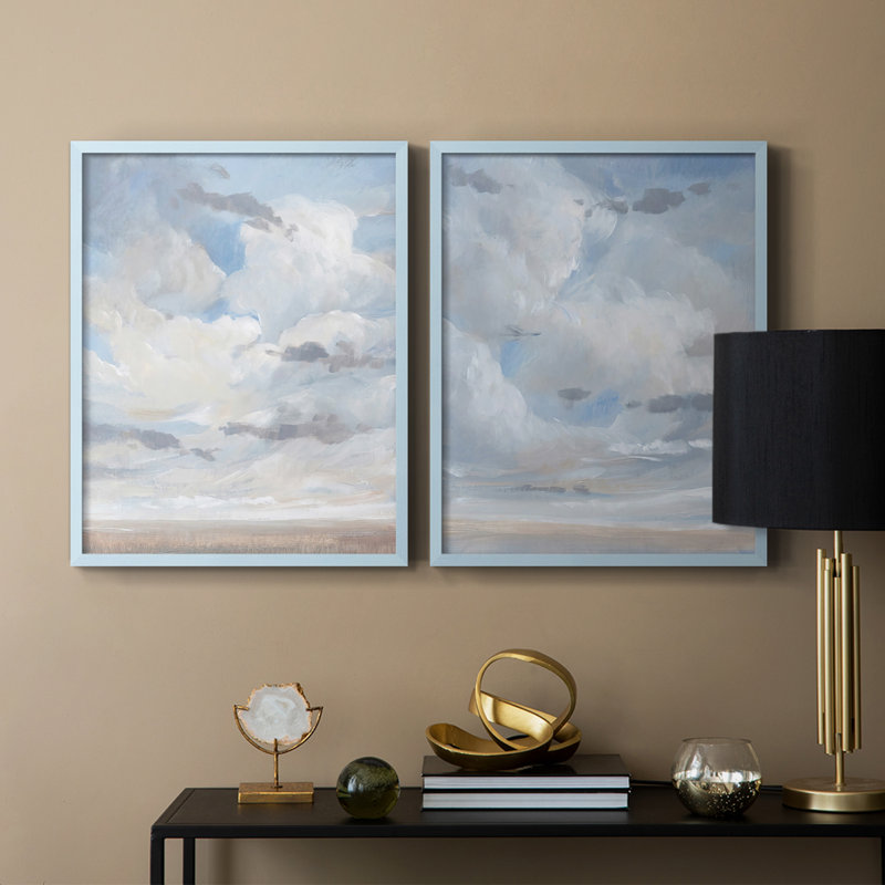 Sky Blue I -Premium Framed Print -Ready to Hang - No Nails Required - No Nails Required, Blue, 21" H x 34" W