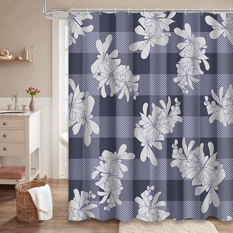 Rideau de douche crème imperméable, rideaux de douche pour la salle de bain avec 12 crochets, 72" L x 72" W