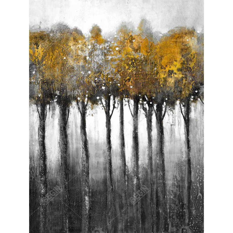 Illuminated Forest - Toile d'arbres contemporaine pour la décoration intérieure, H 48 po x l 36 po