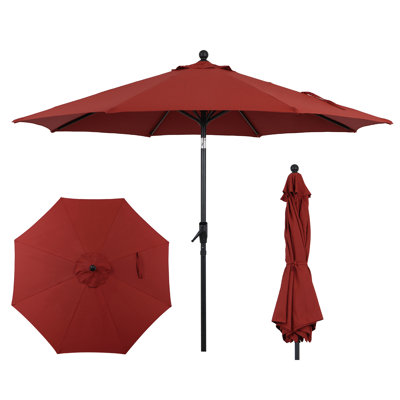 9 ft. Patio Umbrella with Auto-Tilt & Crank Lift – Double Vented Canopy, Wind-Resistant Ribs, UV/Water-Resistance