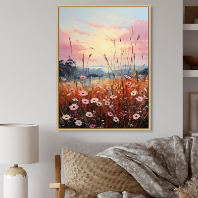 «Meadow Serene Morning Pointillism», reproduction d'art sur toile florale