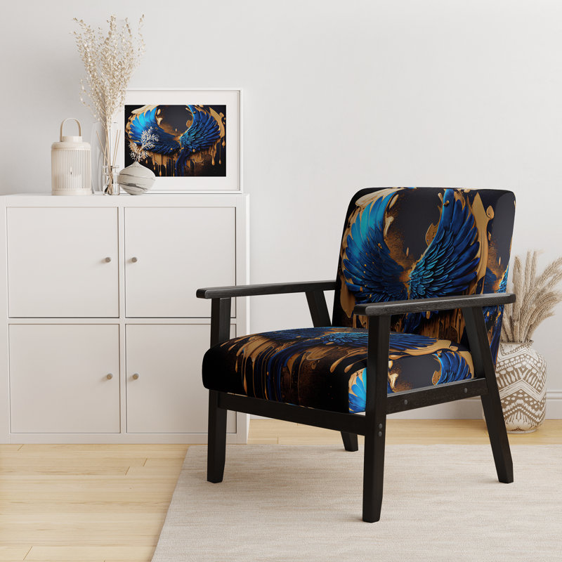 Fauteuil de 23 po de large Dabrielle, Mélange de polyester bleu / blanc