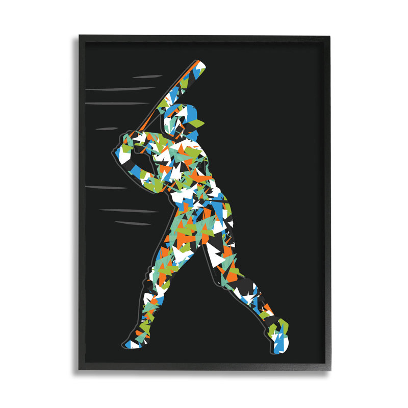 Joueur de baseball à motifs par Arrolynn Weiderhold - impression sur toile, H 14 po x l 11 po x P 1,5 po