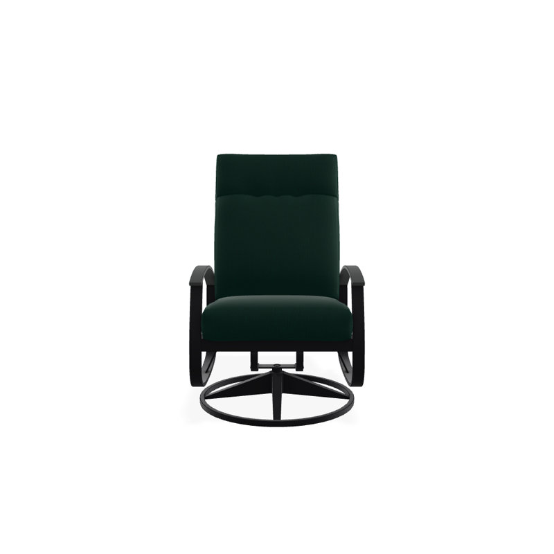 Chaise berçante pivotante réglable avec coussins Askar, Toile Sunbrella® vert forêt, Graphite classique P30, Noir texturé