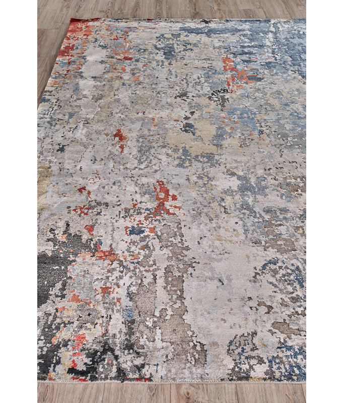 Laureno Hand-Knotted Blue/Gray Area Rug, Rectangle 8' x 10'