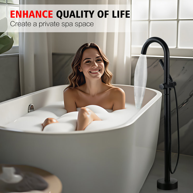 Robinet de baignoire autoportant Sumerain, Noir mat