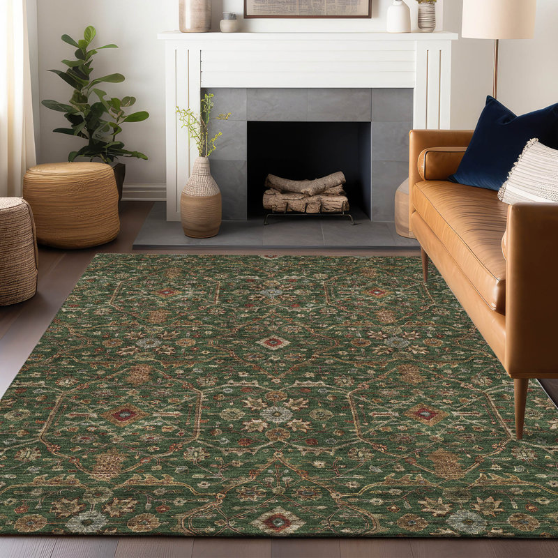 Emerald Flat Woven Synthetic Rectangular Rug 2'6" x 3'10"
