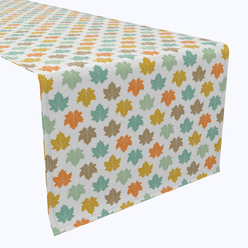 Table Runner, 100% Cotton, Maple Leaves Style, 72" x 16"