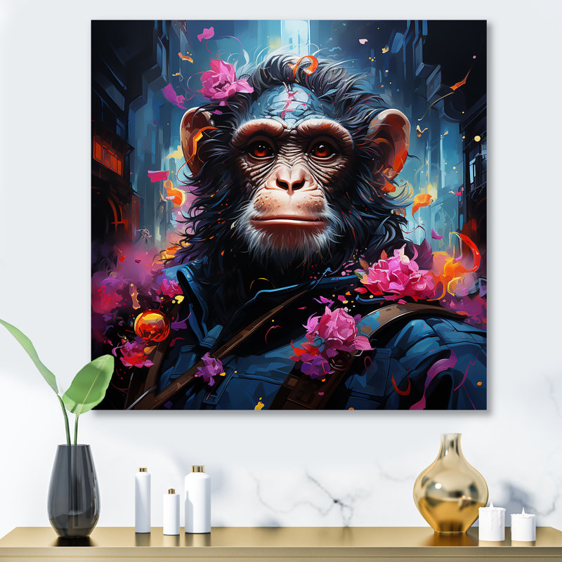 Art floral mural singe floral, H 36 po x l 36 po