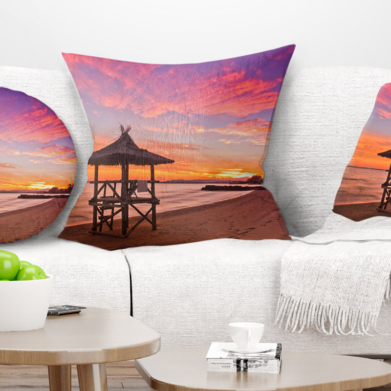 Poste de sauveteur Seashore avec magnifique coussin de plage, 16 po x 1 po, Carré