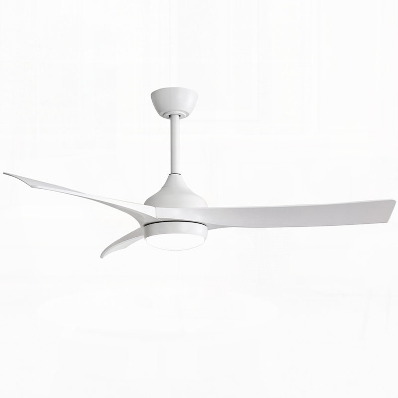Ventilateur de plafond moderne de 52 pouces avec lumière DEL 18 W, télécommande et moteur CC réversible silencieux, Blanc
