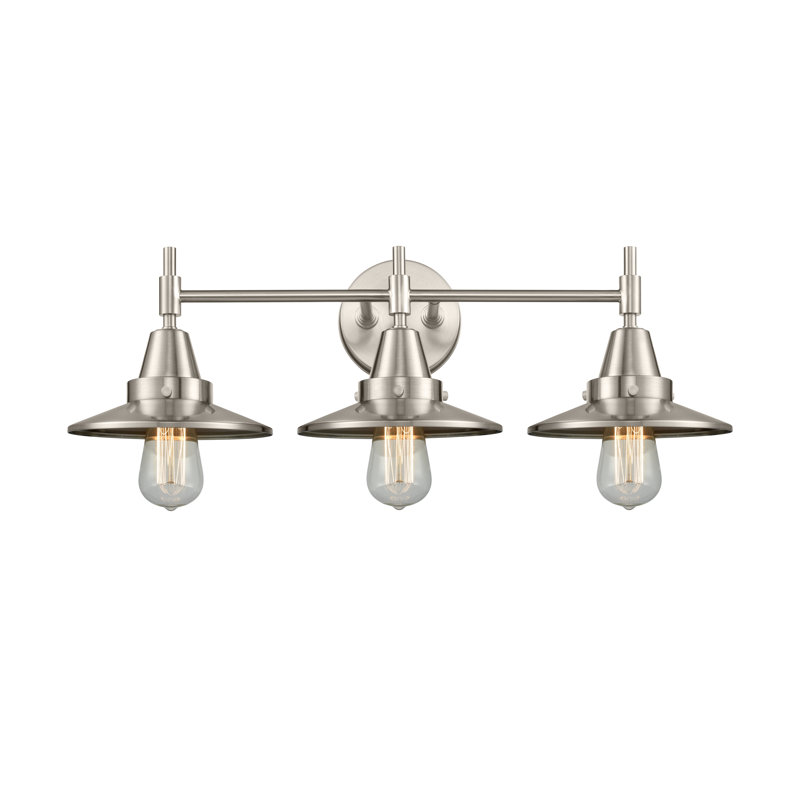 Gayle 3 - Light Dimmable Vanity Light, Satin Nickel, 4 Watt Vintage LED Bulb, Satin Nickel
