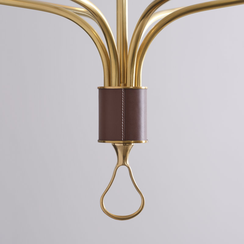 Griffin 6 - Light Chandelier, Hand-Rubbed Antique Brass