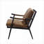 Fauteuil d'appoint compact compact à une place avec pieds en métal, revêtement en cuir véritable, finition brune
